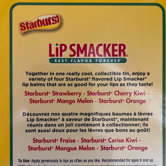 New in package starburst holiday tin w/ four lip glosses strawberry melon - Picture 6 of 6